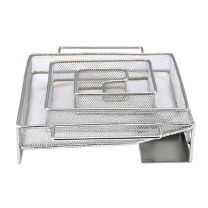 Detailed macro view of the square stainless steel mesh maze cold smoke generator for BBQ