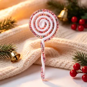 Festlicher rot-weißer Glitzer-Spiral-Lutscher-Anhänger für den Weihnachtsbaumschmuck