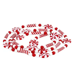 Red and white festive candy bead garland for Christmas tree and holiday home party decoration