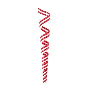 Red and white glittery spiral candy cane Christmas ornament for festive holiday decor