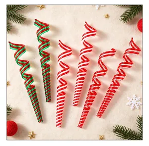 Set van 6 rode en groene spiraalvormige kerstzuurstok hangende ornamenten decoratie