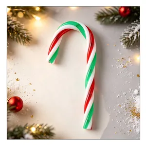Rot-grün gestreifte Kunststoff-Zuckerstange als hängende Weihnachtsbaum-Dekoration festlich