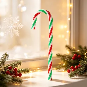 Rote weiß grüne gestreifte Zuckerstange aus Kunststoff für die weihnachtliche Dekoration