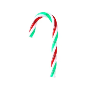 Klassischer rot-grün-weißer Zuckerstangen-Anhänger aus Kunststoff für den Weihnachtsbaum.