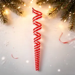 Luxe feestelijke rood-witte spiraalvormige zuurstok kerstboom hangende decoratie