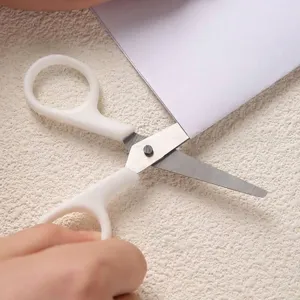 Minimalistische Edelstahlschere mit weißem Griff für Büro, Basteln und Papierschneiden