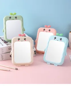 Variety of cute cartoon desktop vanity mirrors with grass sprout design in pastel colors