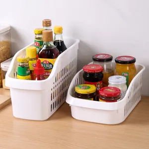 Cestas de almacenamiento de plástico blanco calado para organización de cocina y hogar