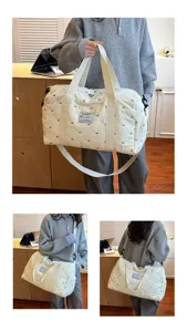 Quilted travel duffle bag lightweight weekender bag stylish gym sports bag for women