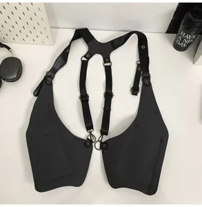 Black tactical holster vest bag with adjustable straps for cycling and daily use
