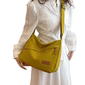 Sac bandoulière décontracté jaune moutarde grande capacité pour femme avec sangle réglable