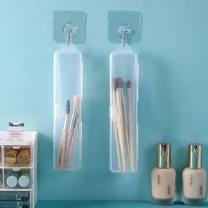 Tragbare, wandmontierte, transparente Make-up-Pinsel-Aufbewahrungsbox gegen Staubschutz