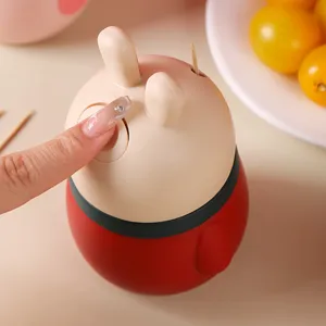 Automatic pop-up toothpick holder in cute rabbit design for creative home table decor