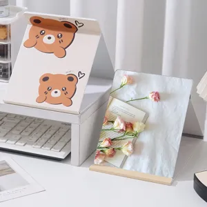 Ins Style Cartoon Bear Pattern Portable Folding Makeup Mirror Desktop Tabletop Standing Vanity Mirror For Students Dorm Home Decor