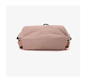 Close-up detail showing the wide bottom and reinforced stitching of a nylon shoulder bag