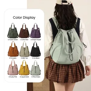 Versatile lightweight nylon backpack for women featuring nine trendy spring colors