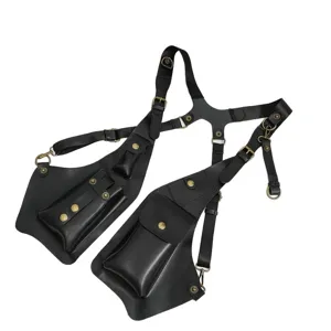 Sleek black men's anti-theft hidden vest holster bag with multiple pockets for cycling and travel