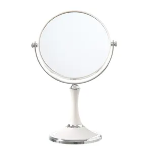 Eleganter weißer Kosmetikspiegel für den Tisch mit drehbarem doppelseitigem HD-Glas.