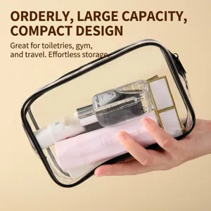 Borsa da trucco impermeabile in PVC portatile per viaggi e articoli da toeletta da bagno