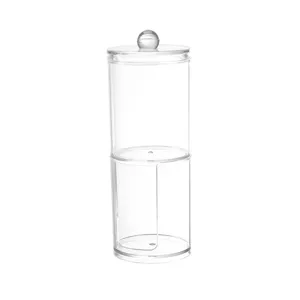 Clear 2-tier acrylic makeup organizer for cotton pads and swabs with dustproof lid