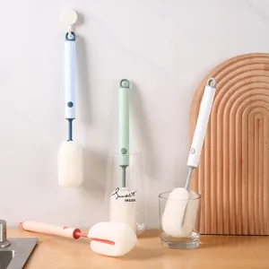 Cepillo para Tazas Multifuncional de Mango Largo Con Cabezal de Esponja de Lufa para Biberones Termos Limpiador de Vidrios Herramienta de Cocina