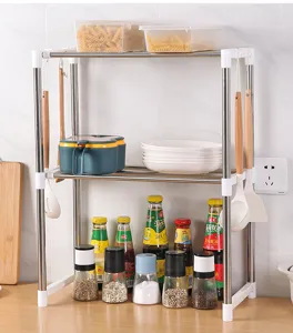 Scaffale da cucina estensibile a 2 livelli in acciaio inossidabile