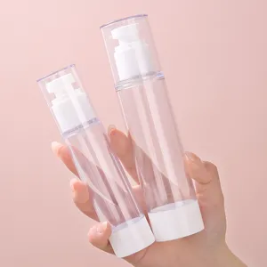 Lot de deux flacons de voyage transparents sous vide pour lotions et soins