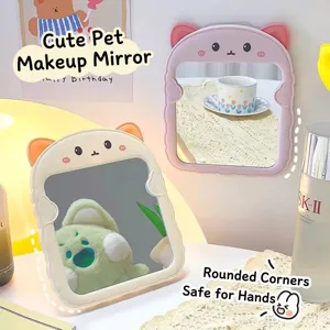 Cartoon Katzen Bärenohr Desktop Make-up Spiegel HD Faltbarer Tragbarer Schminkspiegel Mädchenherz Wohnheim Wandbehang Spiegel Heimdekor