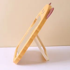Minimalistischer niedlicher Cartoon-Bärenohr-Tisch-Make-up-Spiegel mit klappbarem Ständer