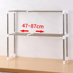 Supporto per microonde estensibile in acciaio inox per ripiano cucina 47-87 cm