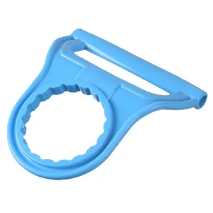 Ergonomic blue plastic handle for easy lifting of large 5-gallon bottled water containers