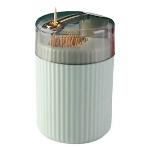 Luxury portable press-type plastic toothpick dispenser with elegant ribbed design