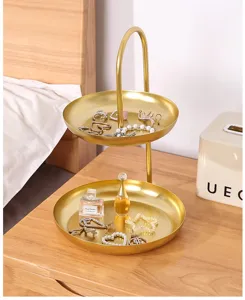 Elegante gouden ijzeren sieradenstandaard met twee niveaus voor slaapkamer