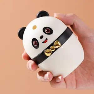 Elegant creative panda shaped automatic pop-up toothpick holder with gold bow