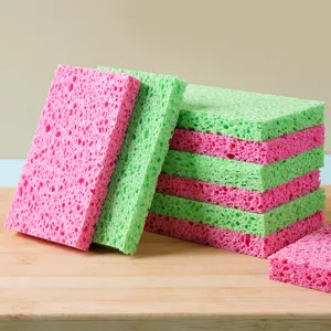 Wood Pulp Cotton Cleaning Sponge Kitchen Dishwashing Scouring Pad Honeycomb Structure Absorbent Magic Wipe For Dish Pot Pan