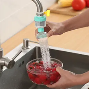 Gedetailleerd overzicht van een kraanwaterfilterspuit in de keuken die tomaten wast.