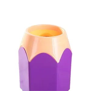 Creative pencil shaped desk organizer with purple and peach color blocking design