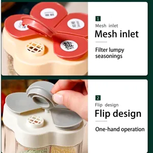 5-in-1 flower-shaped spice shaker with mesh inlets and flip design for kitchen storage