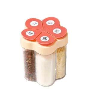 5-in-1 flower shaped seasoning container with divided compartments and red lids