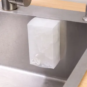 Wall-mounted frosted plastic storage box for kitchen sink filter bags or trash bags