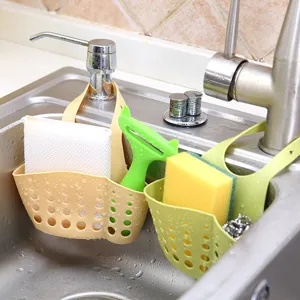 Borsa Sospesa Lavello Regolabile Bottone Pressione PVC Portaoggetti Rubinetto Cucina Cestello Drenaggio Spugna Supporto Mensola