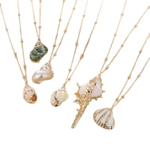 Eleganti collane con conchiglie dorate per donna gioielli da spiaggia alla moda