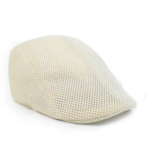 Atmungsaktive beige Netzkappe für den Sommer im Vintage-Ivy-Stil mit luftiger Textur