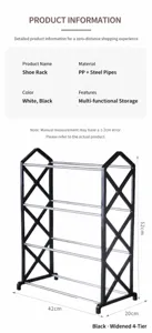 4-Ebenen Schuhregal Organizer Maße 42x20x52cm platzsparende Aufbewahrung