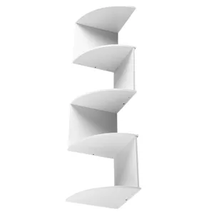 White 5-tier zigzag corner floating shelf for wall storage and home decor