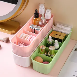 Multi-compartment plastic storage box organizer for makeup drawer and desktop accessories