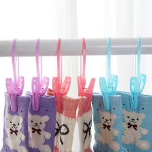 Multi-functional Windproof Plastic Clothespins Non-slip Laundry Clips With Hanging Hook For Drying Socks Underwear Clothes Balcony Home Storage Organization