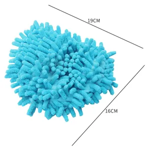 Detailed view of blue triangular chenille mop head replacement with 19cm x 16cm size