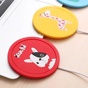 Cartoon animal pattern silicone USB heating coaster for warming coffee milk and tea