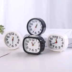 Modern Minimalist Silent Analog Alarm Clock Creative Round Rectangular Desk Clock For Bedroom Office Students Kids ABS Gift